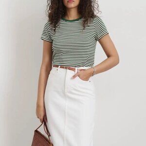 Alex Mill Striped Crewneck Prospect Short Sleeve Shirt Casual Preppy Green Large